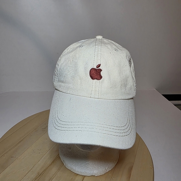 Vintage Apple Computers Embroidered Logo Hat NWT Strap Back Off White - Picture 5 of 7